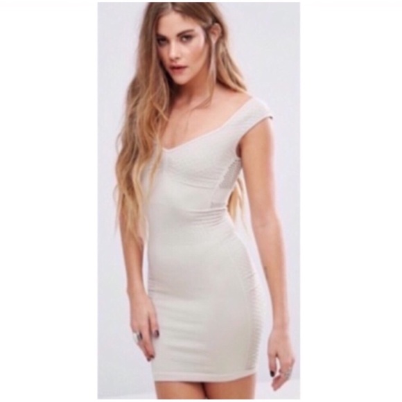 Free People Beige Bodycon Cap Sleeve Slip Dress - Picture 2 of 5